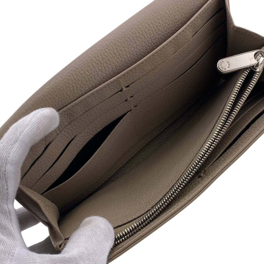 LOUIS VUITTON Long Wallet Purse M60144 leather beige Monogram Mahina Portefeuille Iris