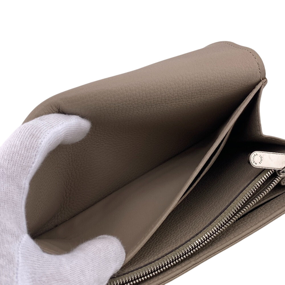 LOUIS VUITTON Long Wallet Purse M60144 leather beige Monogram Mahina Portefeuille Iris