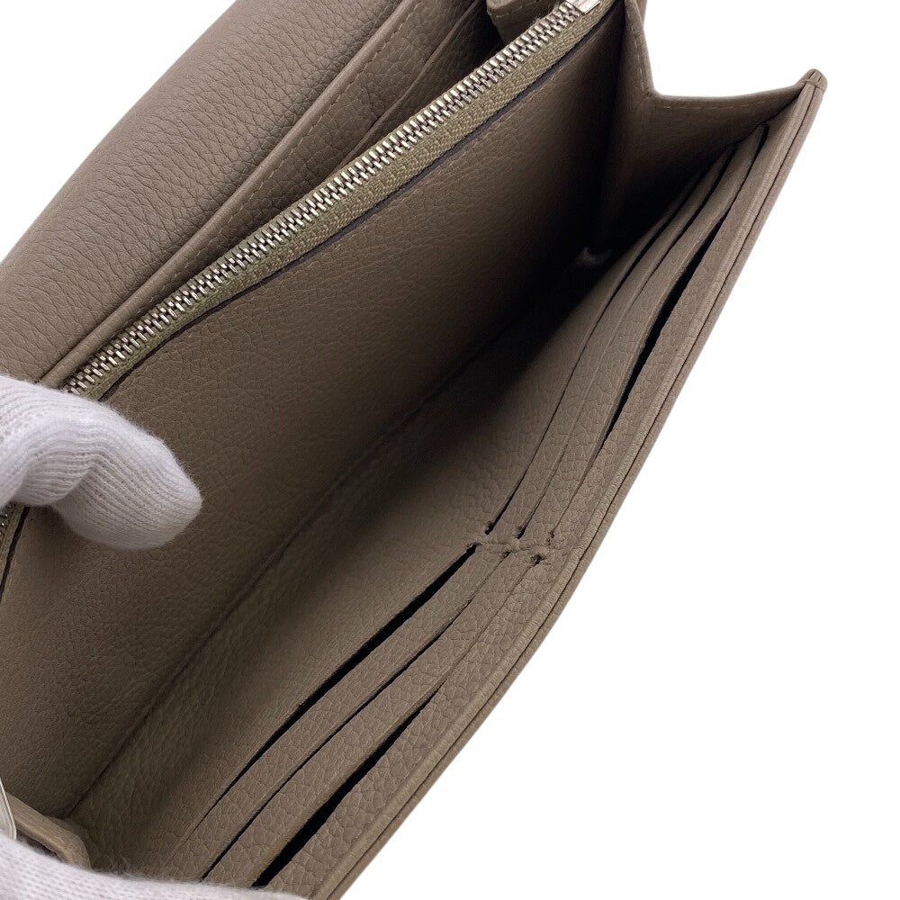 LOUIS VUITTON Long Wallet Purse M60144 leather beige Monogram Mahina Portefeuille Iris