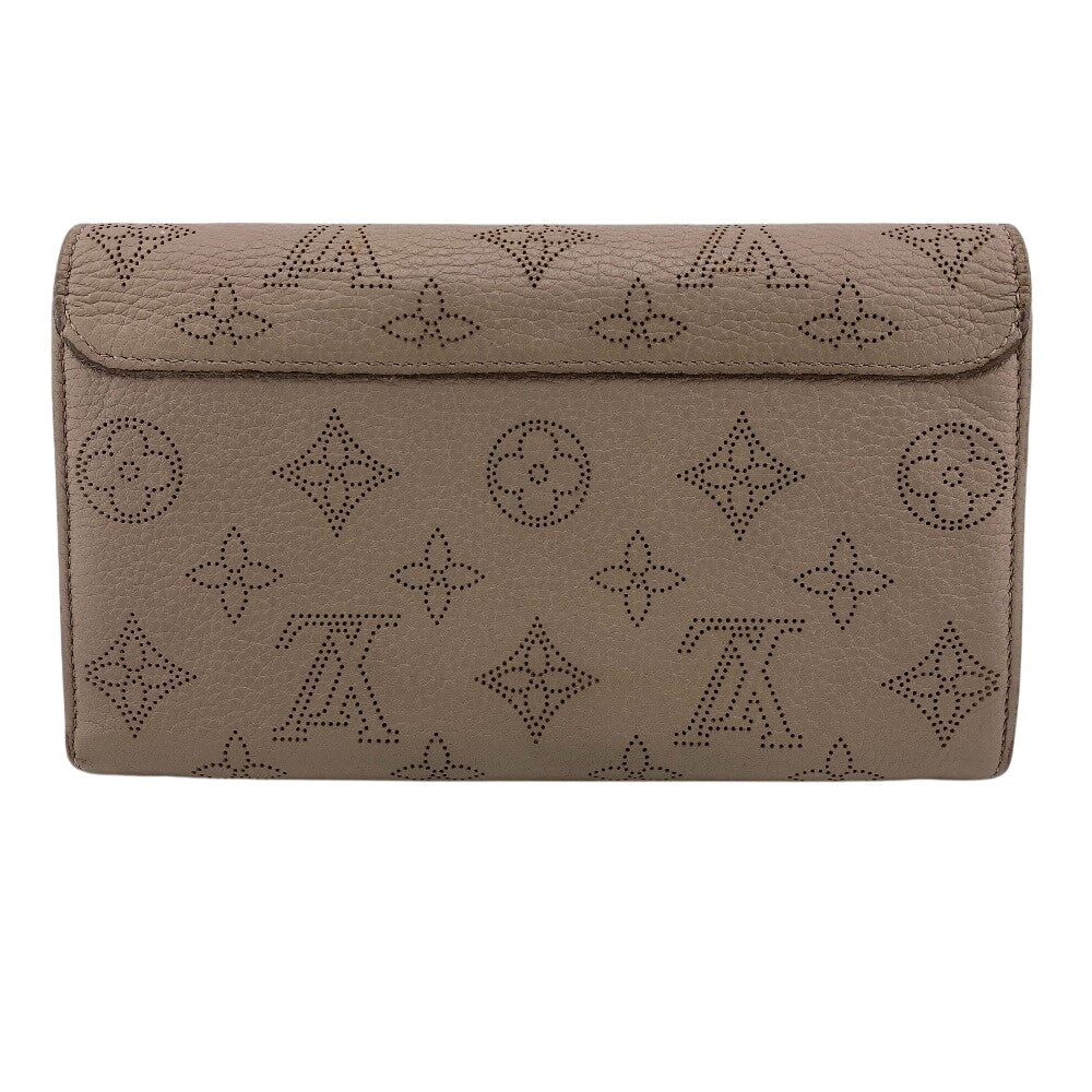 LOUIS VUITTON Long Wallet Purse M60144 leather beige Monogram Mahina Portefeuille Iris