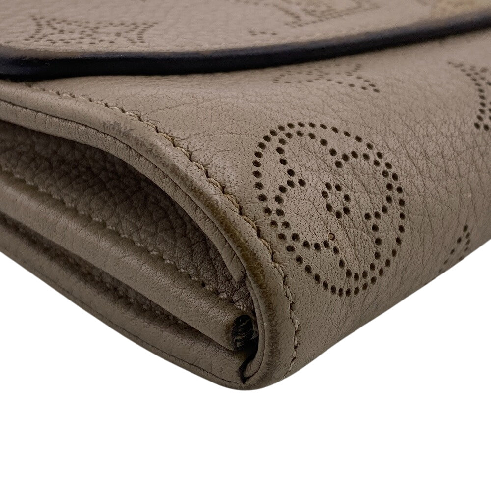 LOUIS VUITTON Long Wallet Purse M60144 leather beige Monogram Mahina Portefeuille Iris