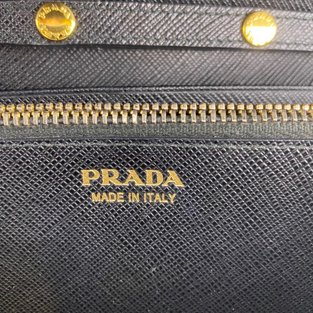 PRADA Long Wallet Purse 1MT290 leather black Safiano Chain wallet
