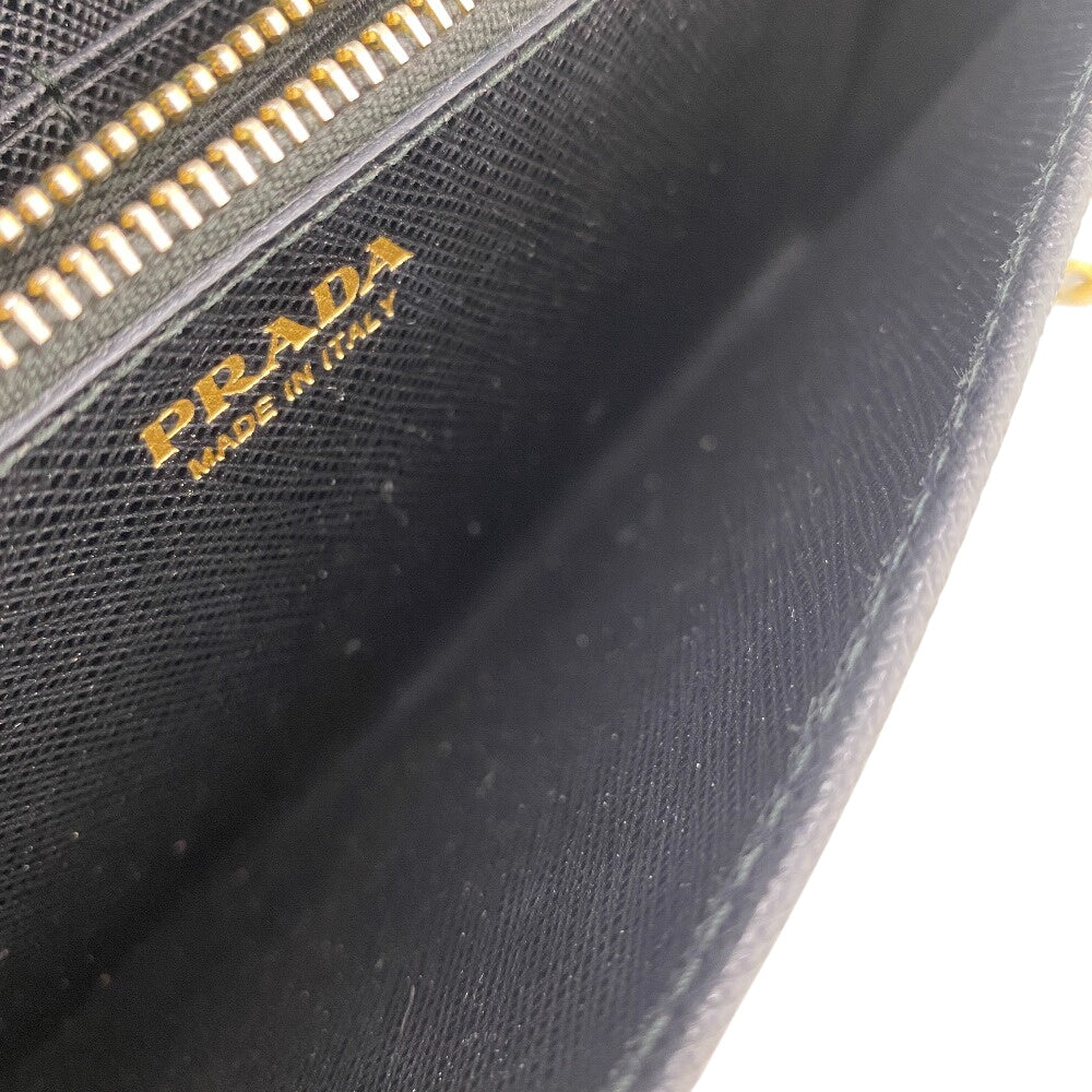 PRADA Long Wallet Purse 1MT290 leather black Safiano Chain wallet