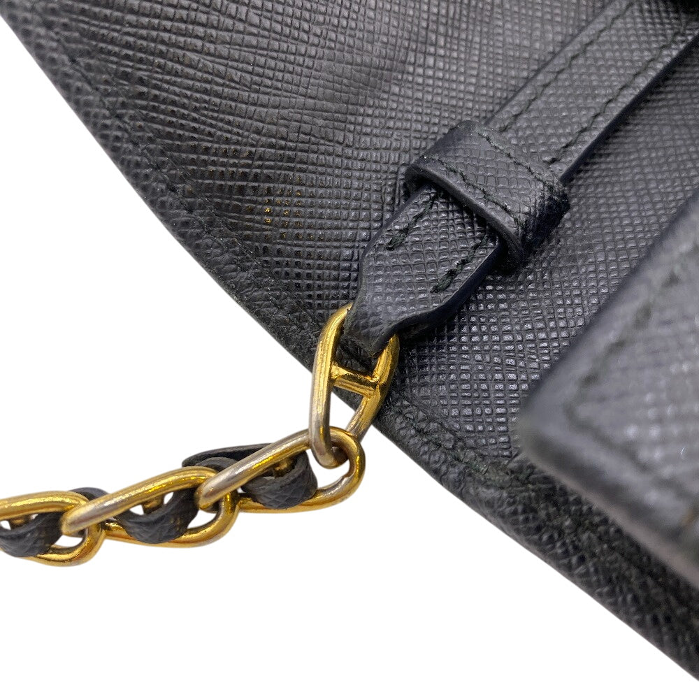 PRADA Long Wallet Purse 1MT290 leather black Safiano Chain wallet