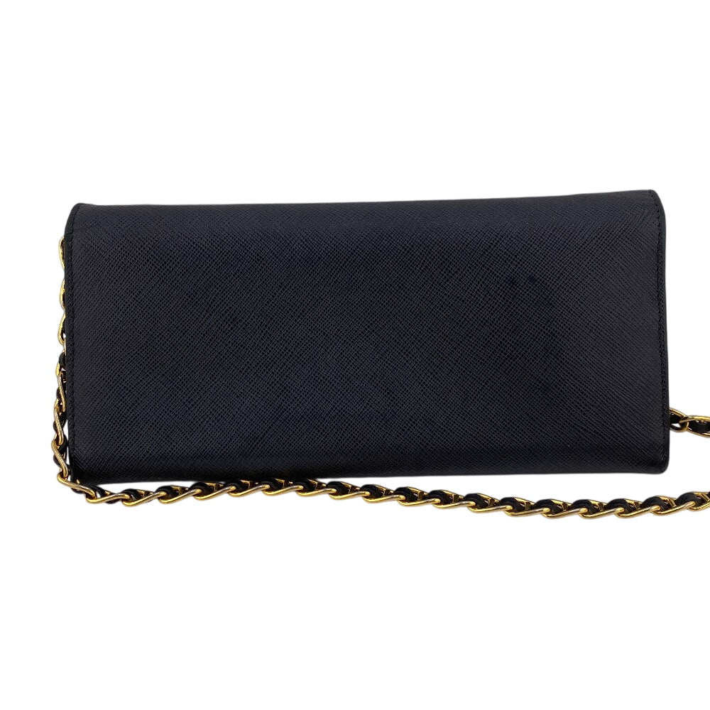PRADA Long Wallet Purse 1MT290 leather black Safiano Chain wallet