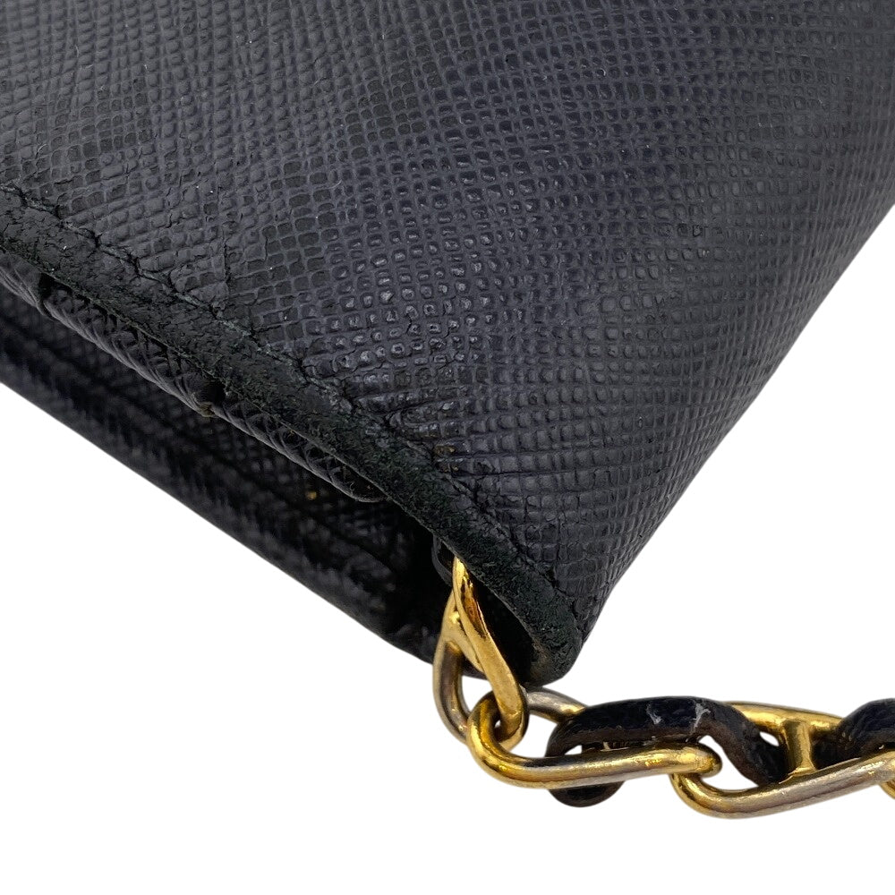 PRADA Long Wallet Purse 1MT290 leather black Safiano Chain wallet