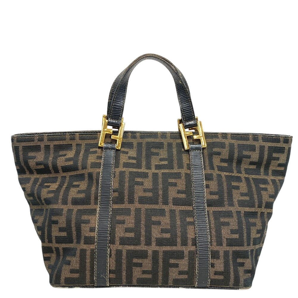 FENDI Handbag canvas khaki Zucca