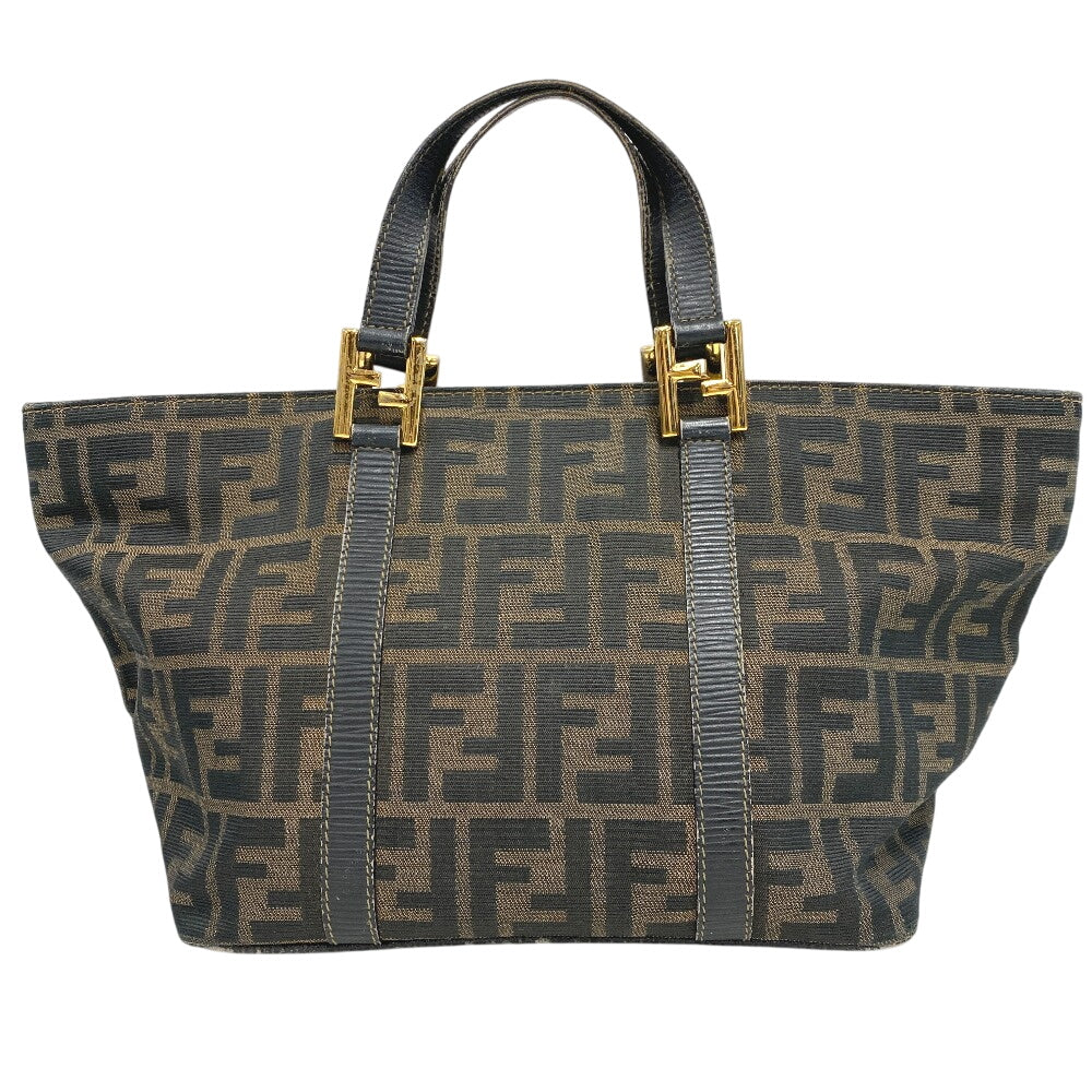 FENDI Handbag canvas khaki Zucca