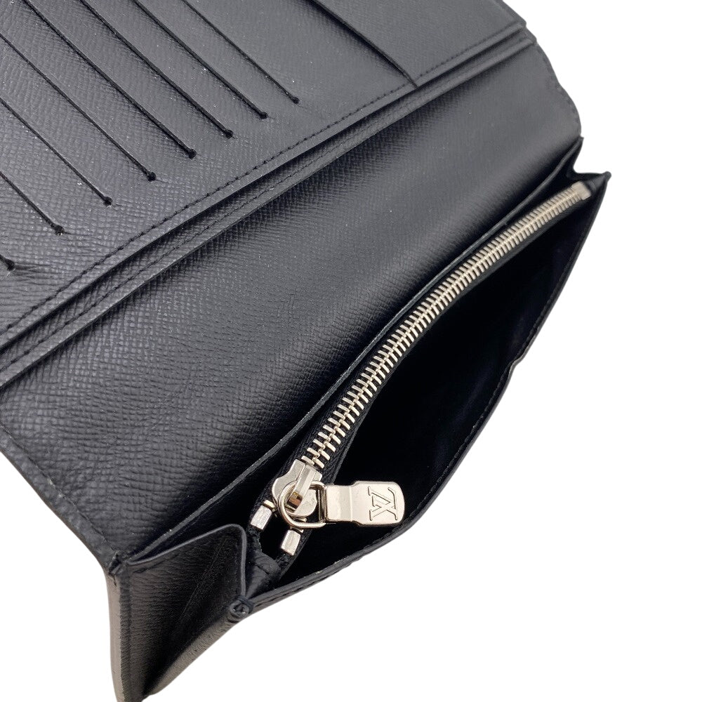 LOUIS VUITTON Long Wallet Purse M30385 leather black Taiga Portefeuille Plaza