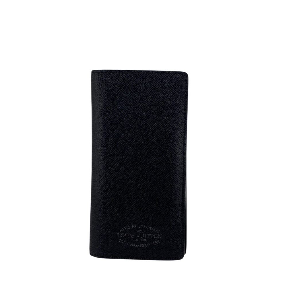 LOUIS VUITTON Long Wallet Purse M30385 leather black Taiga Portefeuille Plaza