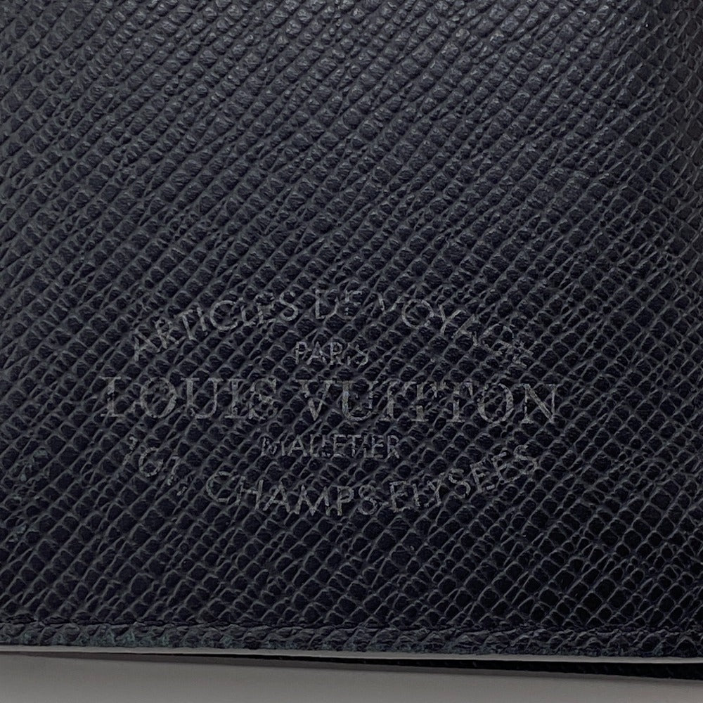 LOUIS VUITTON Long Wallet Purse M30385 leather black Taiga Portefeuille Plaza