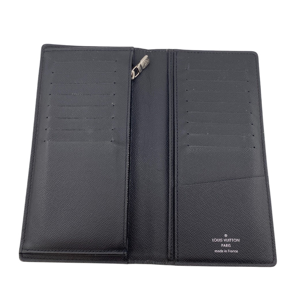 LOUIS VUITTON Long Wallet Purse M30385 leather black Taiga Portefeuille Plaza