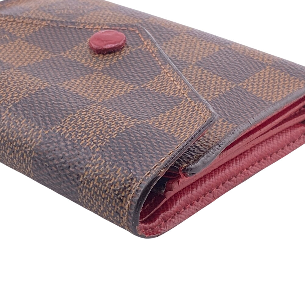 LOUIS VUITTON Bifold Wallet N41659 Damier, Leather Brown Damier Portefeuille Victorine