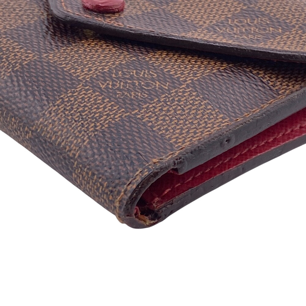 LOUIS VUITTON Bifold Wallet N41659 Damier, Leather Brown Damier Portefeuille Victorine