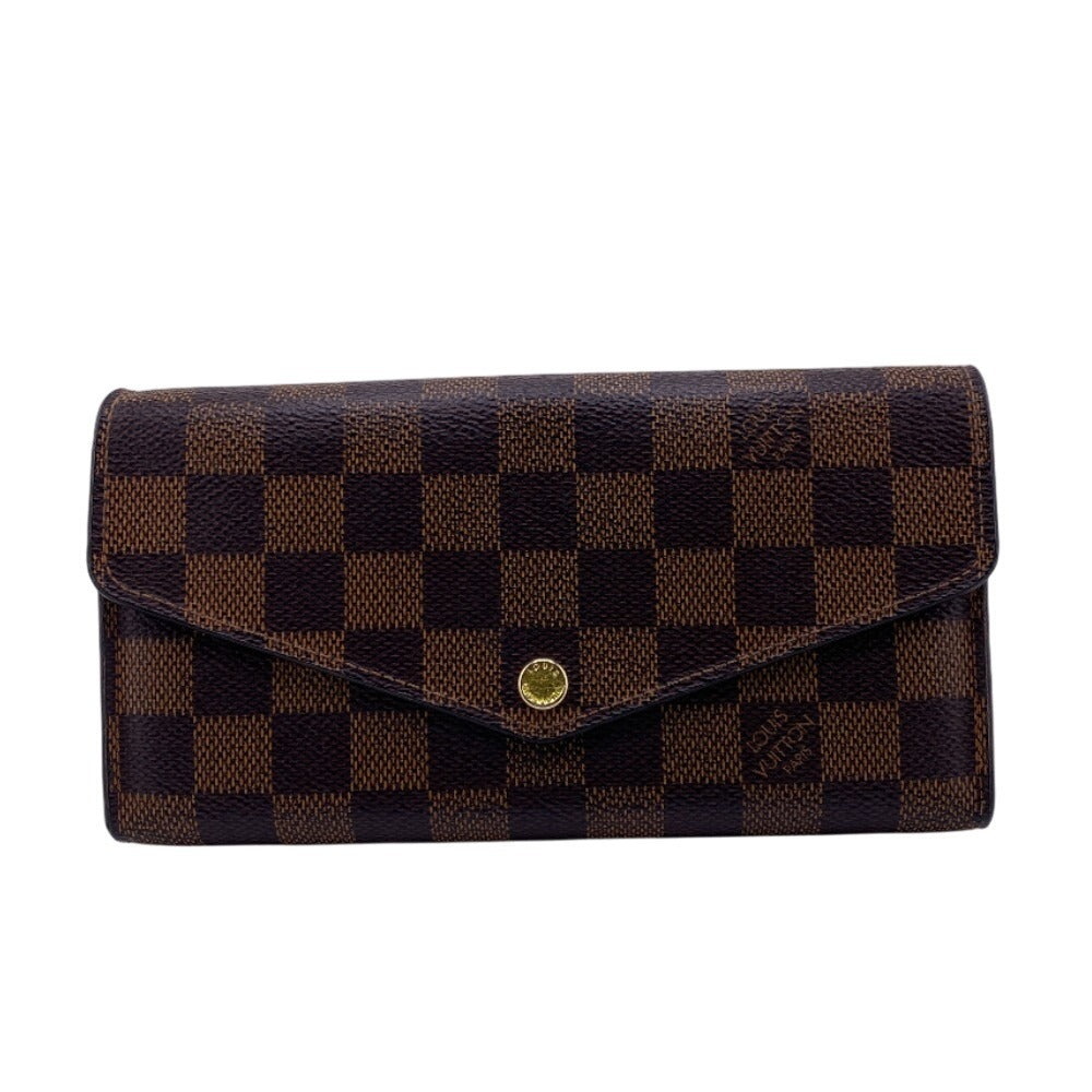 LOUIS VUITTON Long Wallet Purse N63209 leather Brown Damier Portefeuille Sarah