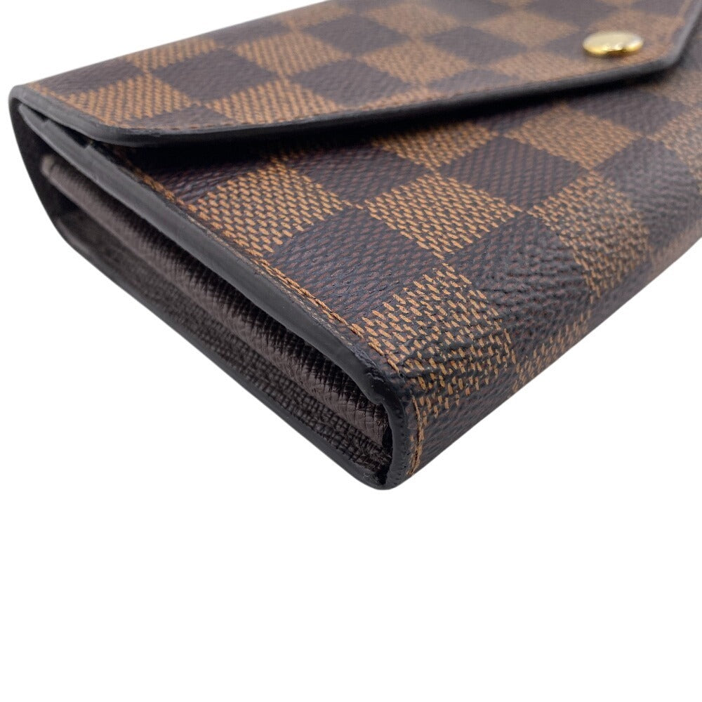 LOUIS VUITTON Long Wallet Purse N63209 leather Brown Damier Portefeuille Sarah