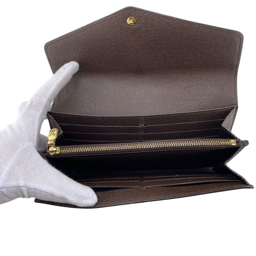 LOUIS VUITTON Long Wallet Purse N63209 leather Brown Damier Portefeuille Sarah