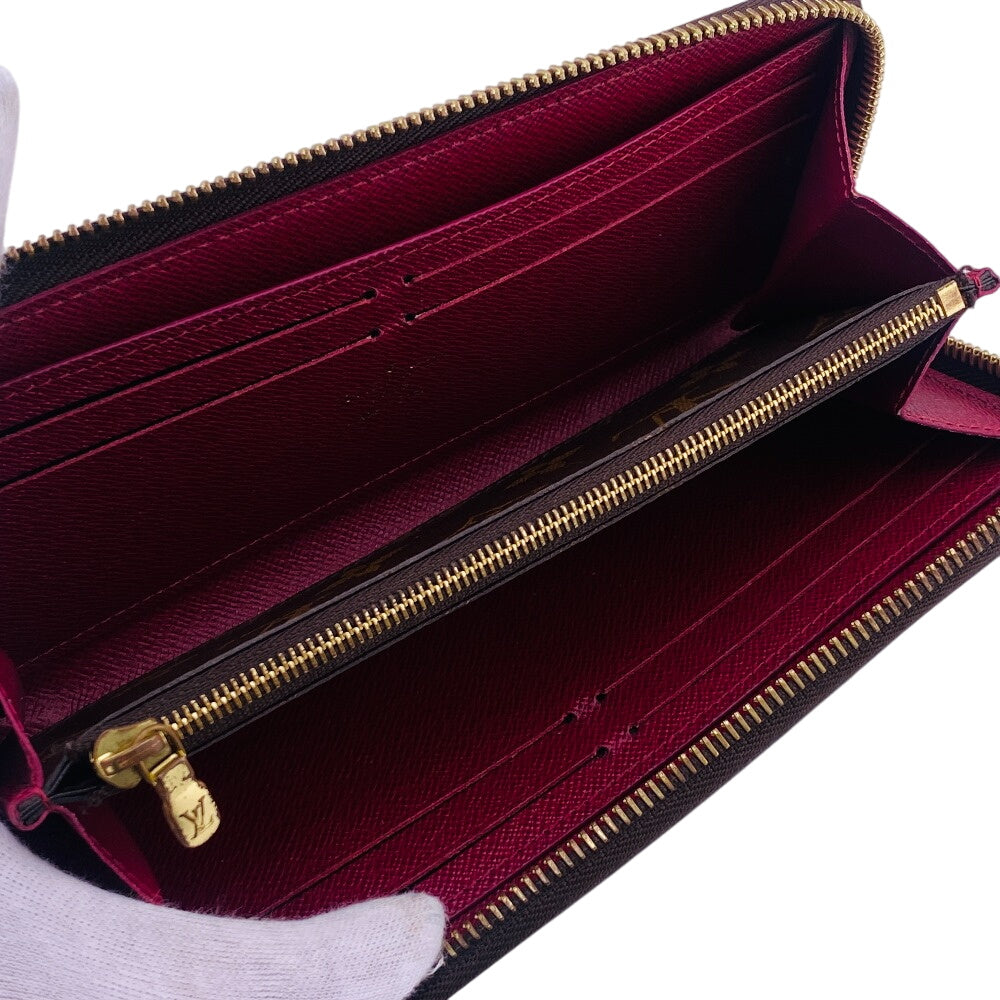 LOUIS VUITTON Long Wallet Purse M60742 leather Brown Monogram Portefeuille Clemence
