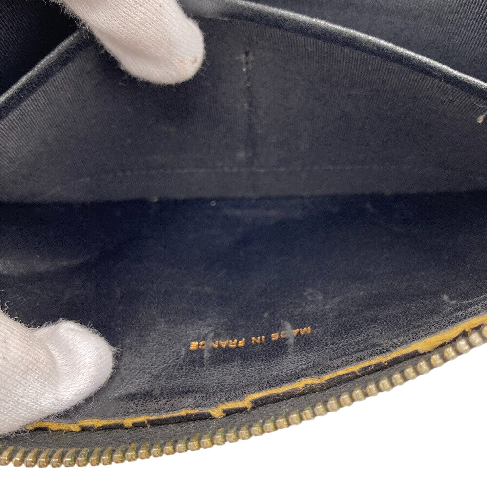 CHANEL Long Wallet Purse lambskin black lambskin Matrasse