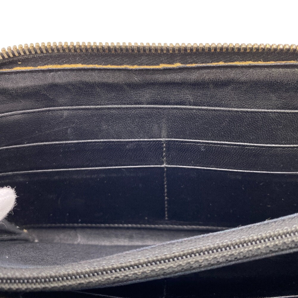 CHANEL Long Wallet Purse lambskin black lambskin Matrasse