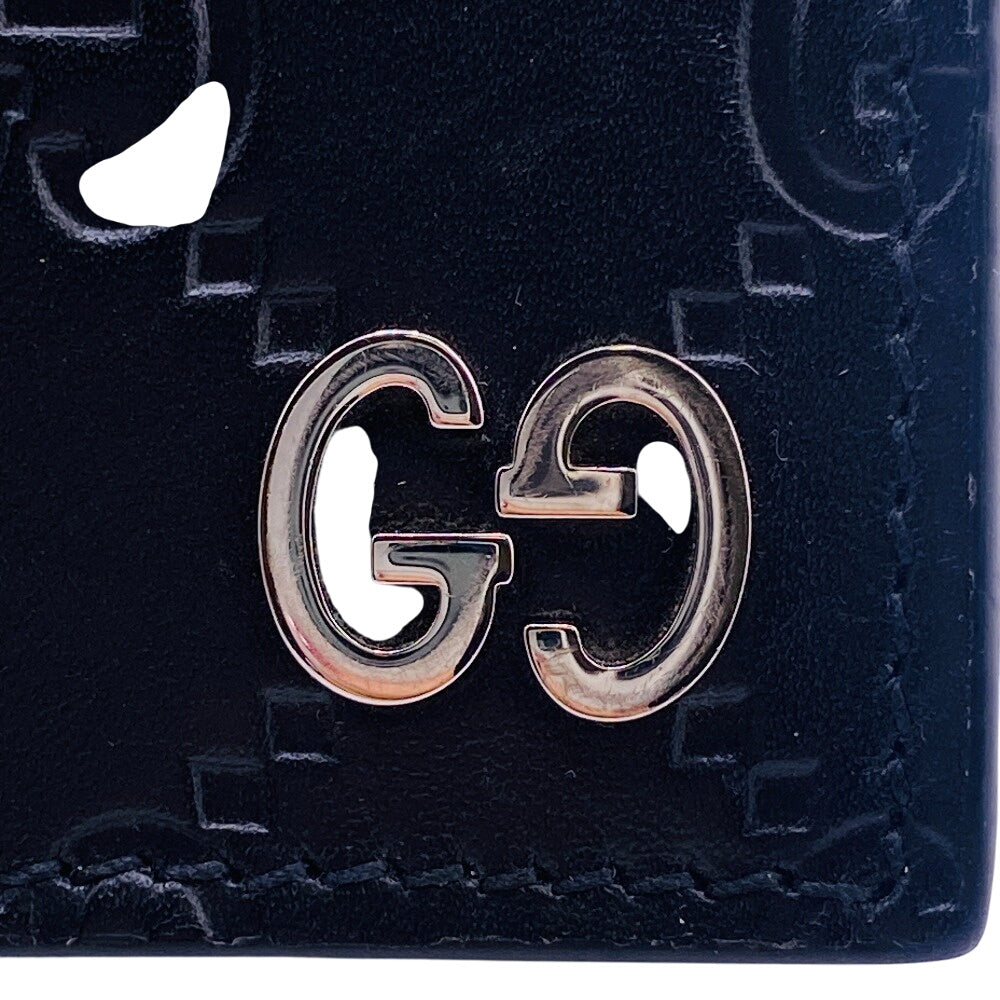 GUCCI Card Case 597560 Calfskin, Leather black Signature Embossing