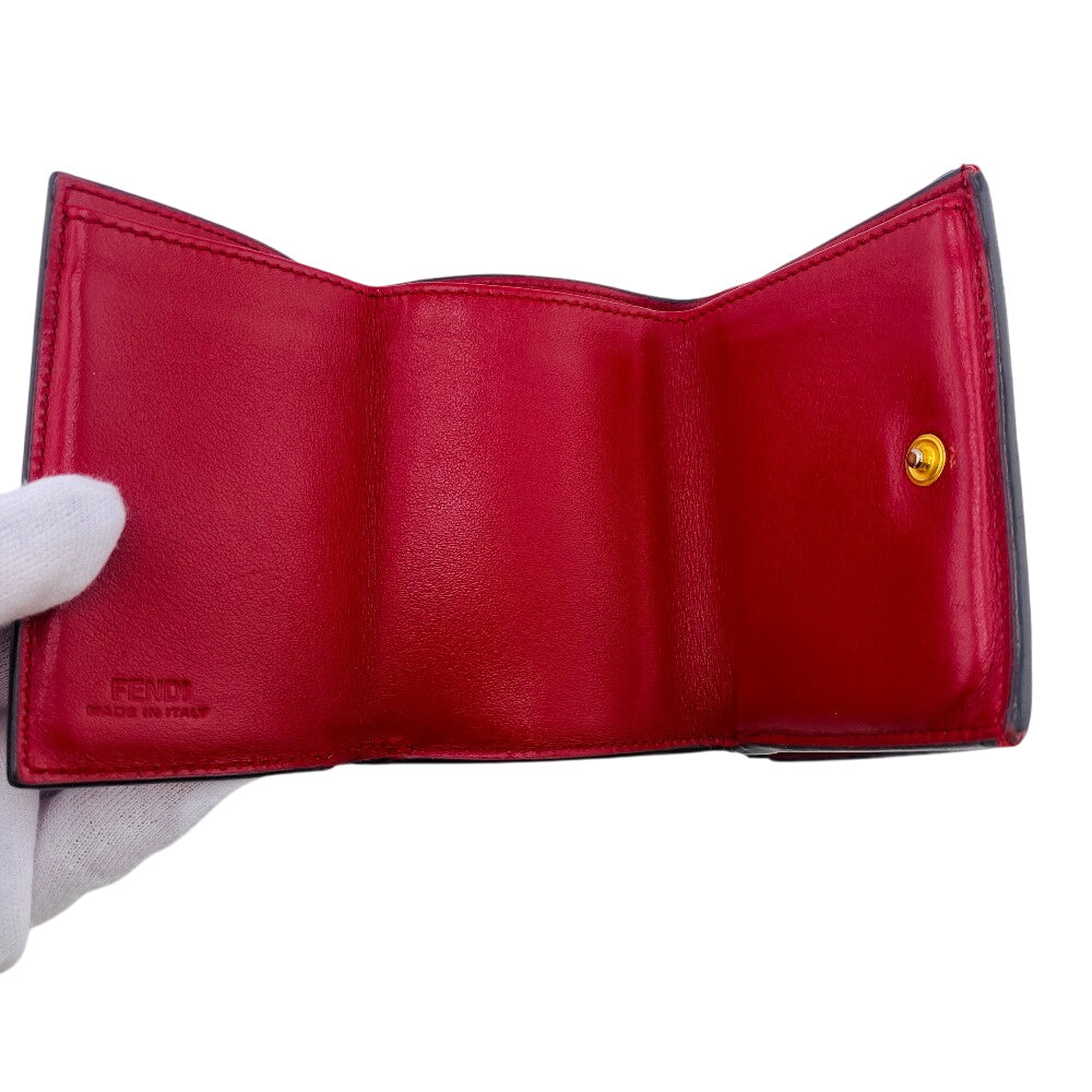 FENDI Tri-fold wallet A18B-208 leather Red F's
