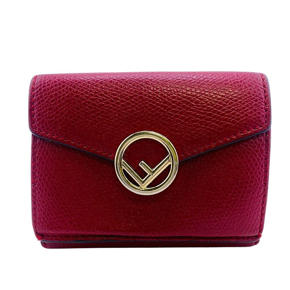 FENDI Tri-fold wallet A18B-208 leather Red F's