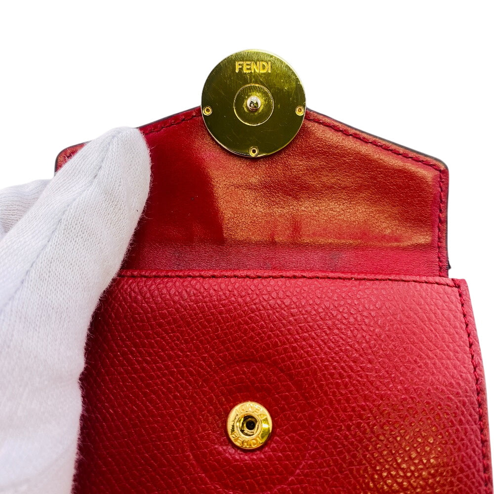 FENDI Tri-fold wallet A18B-208 leather Red F's