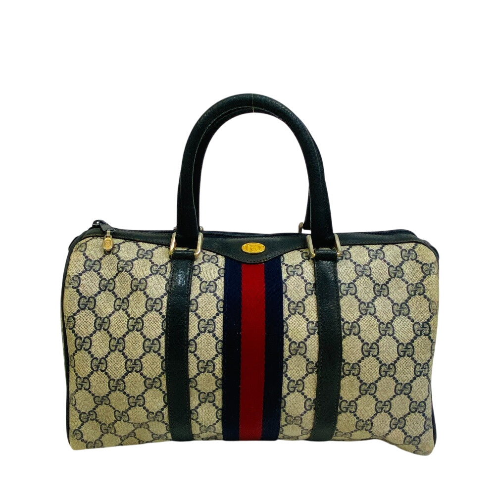 GUCCI Handbag PVC, Leather Navy Sherry GG