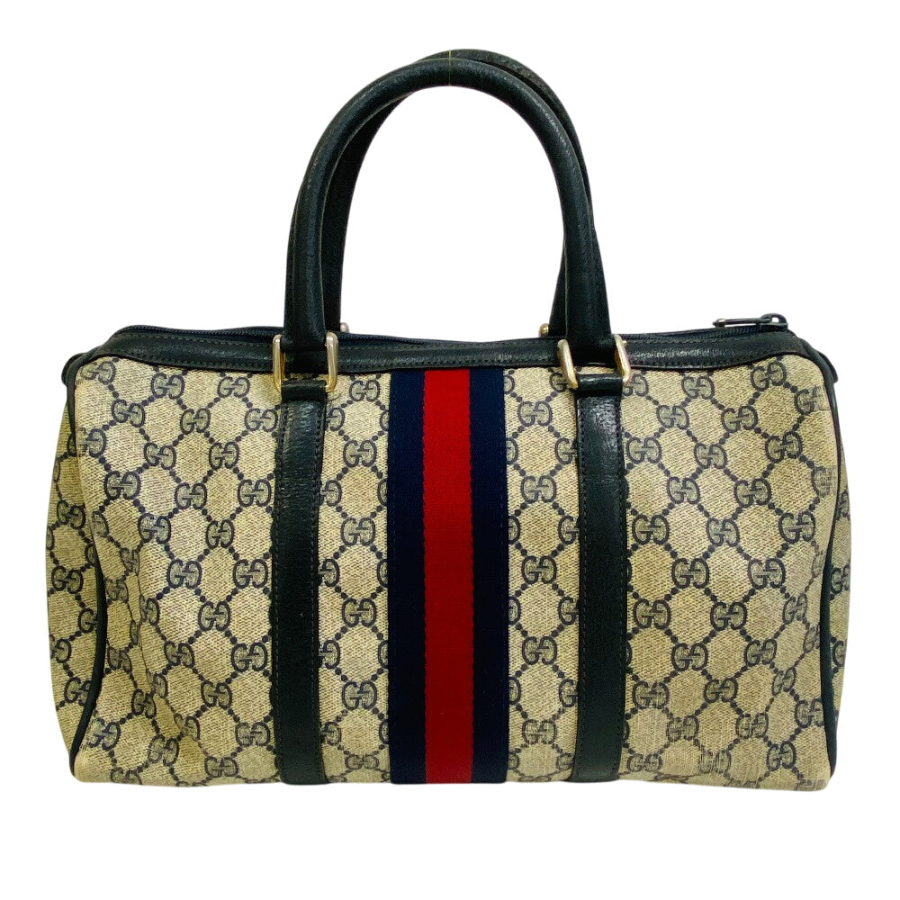 GUCCI Handbag PVC, Leather Navy Sherry GG