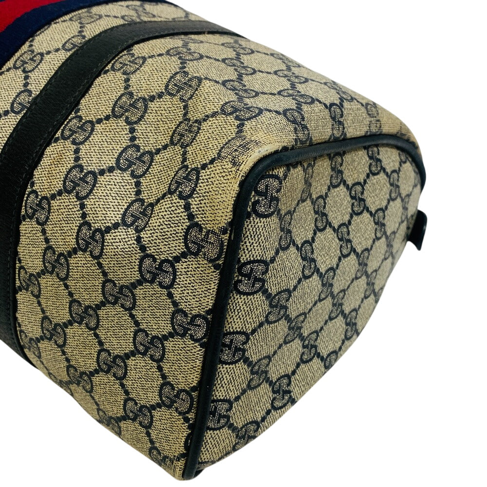 GUCCI Handbag PVC, Leather Navy Sherry GG