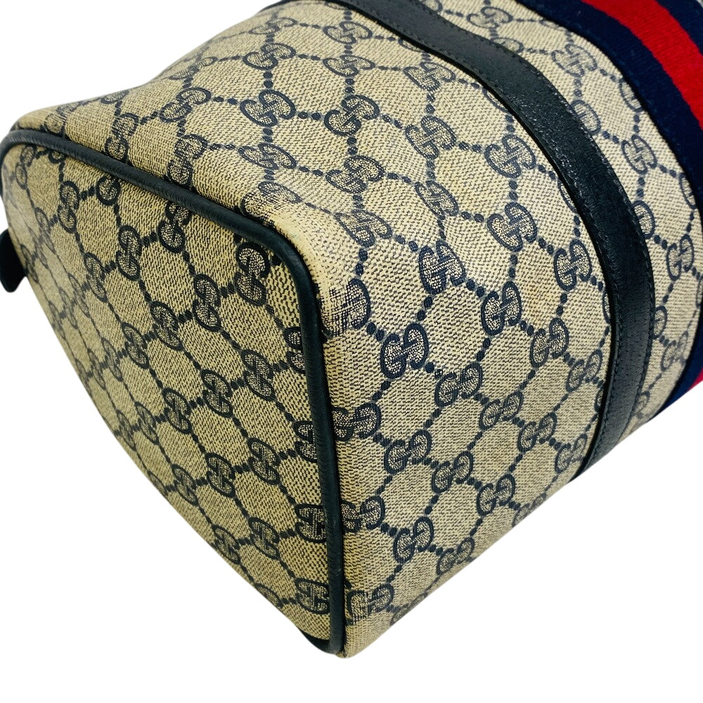 GUCCI Handbag PVC, Leather Navy Sherry GG