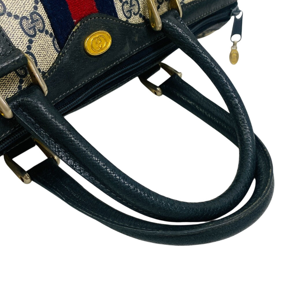 GUCCI Handbag PVC, Leather Navy Sherry GG