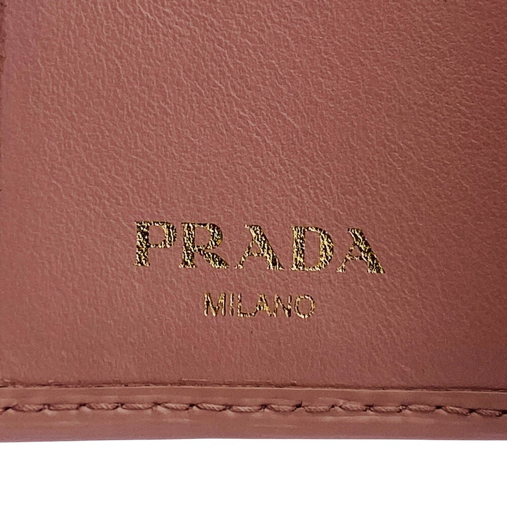 PRADA Tri-fold wallet 1MH176 leather beige Wittelomb Triangle