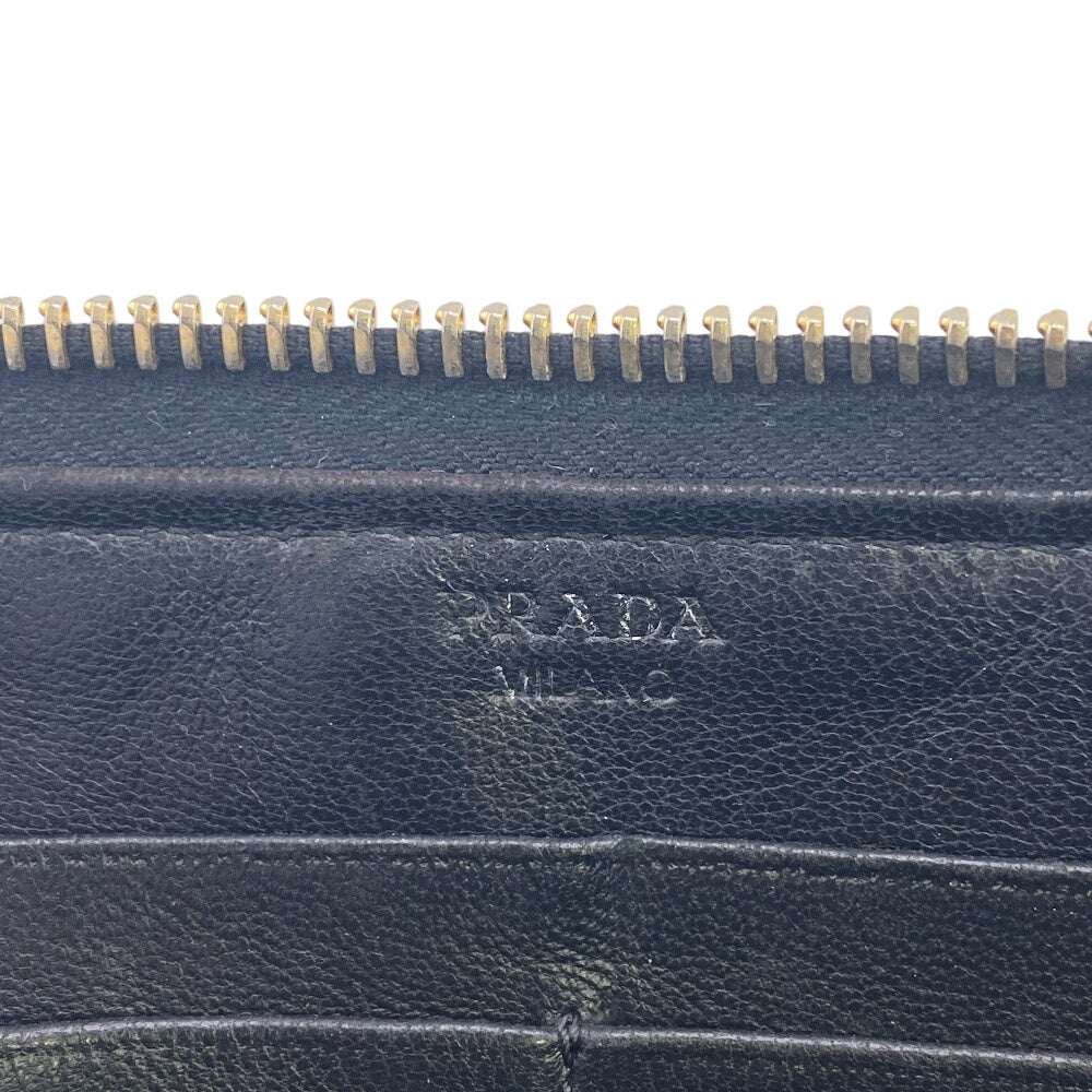 PRADA Long Wallet Purse 1M0506 leather black