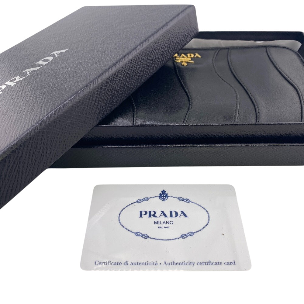PRADA Long Wallet Purse 1M0506 leather black