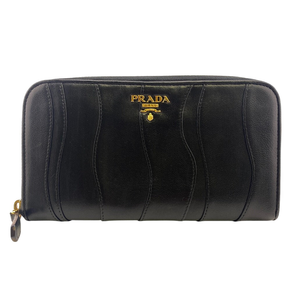 PRADA Long Wallet Purse 1M0506 leather black
