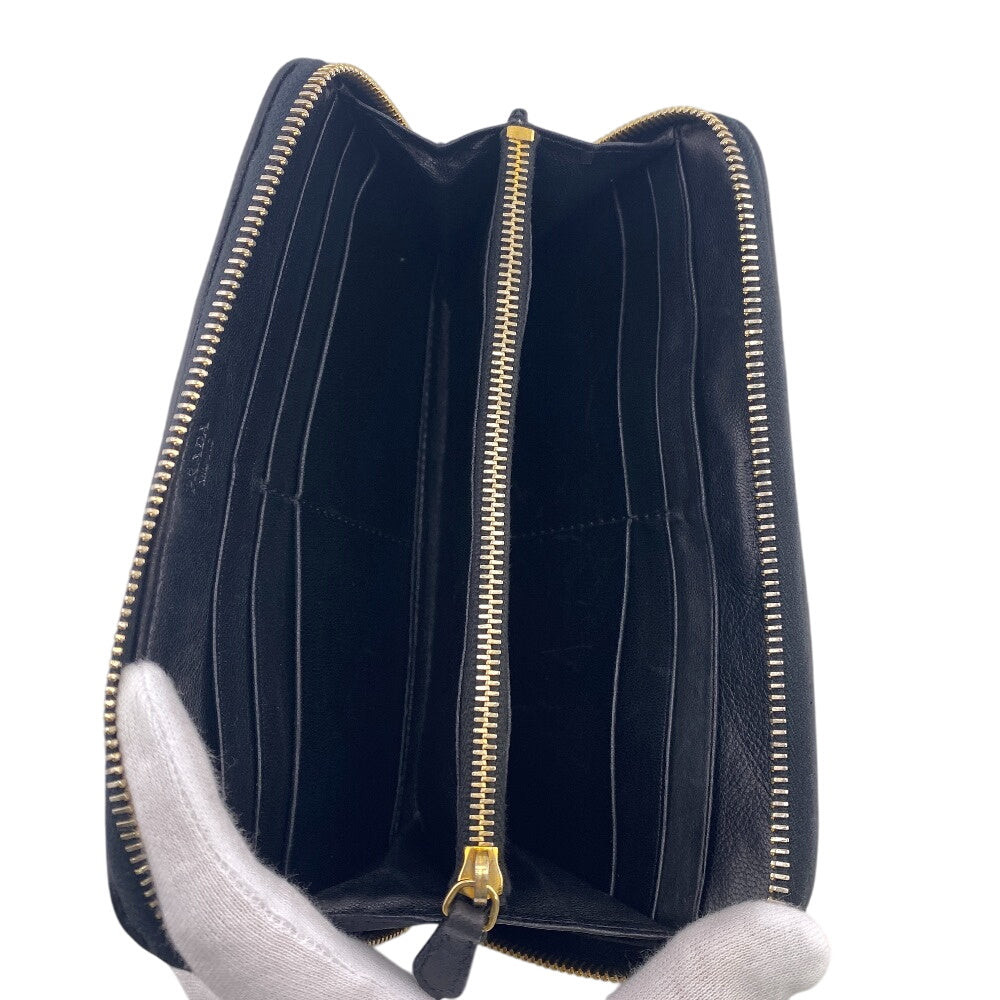 PRADA Long Wallet Purse 1M0506 leather black