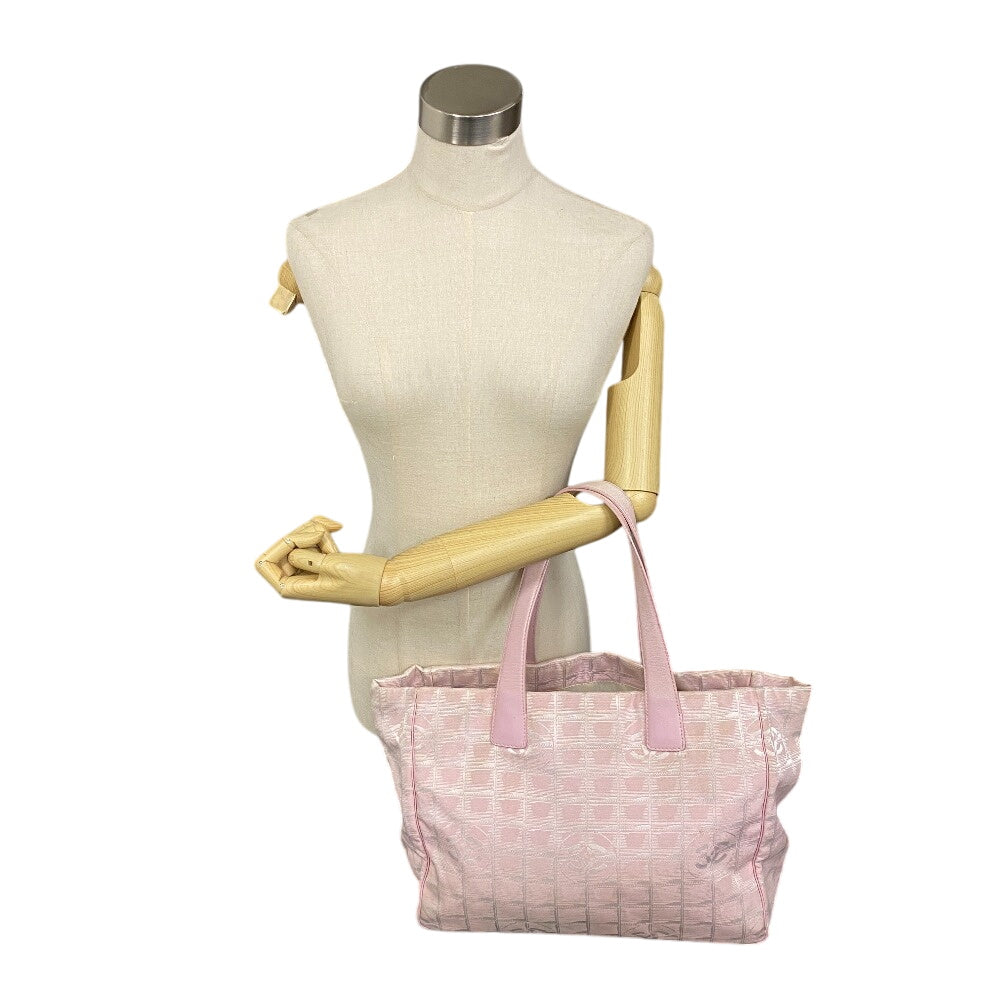CHANEL Tote Bag Nylon, Leather pink COCO Mark New Travel Line MM