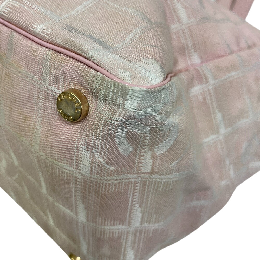 CHANEL Tote Bag Nylon, Leather pink COCO Mark New Travel Line MM