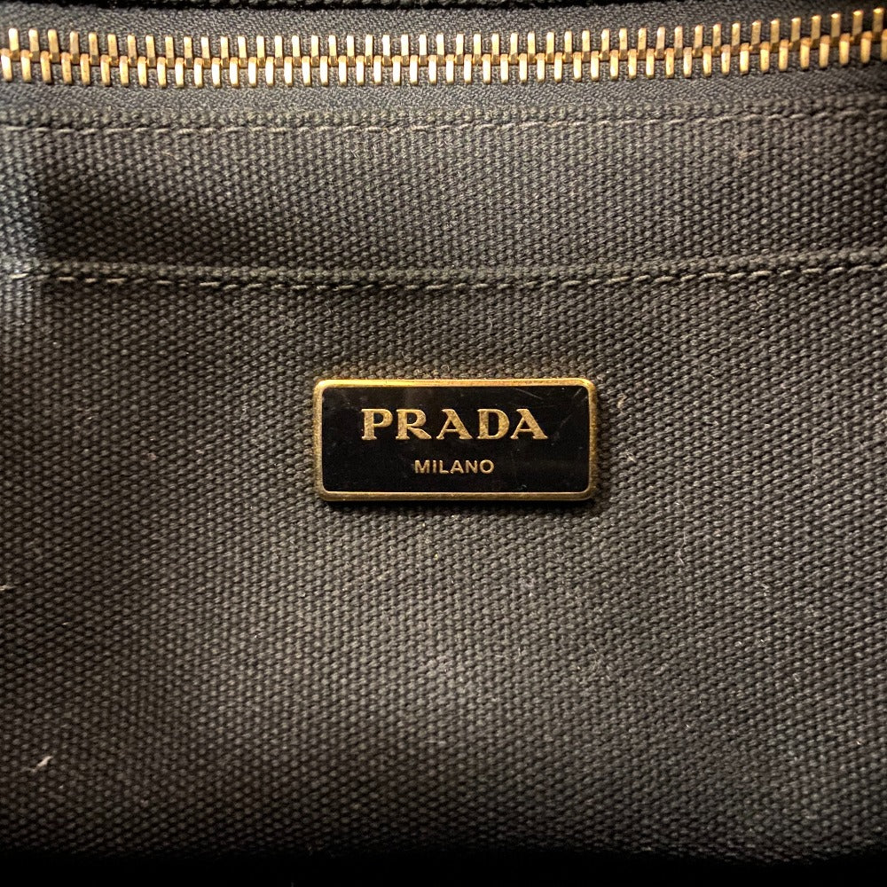 PRADA Handbag 1BG439 canvas black Triangular plate Canapa