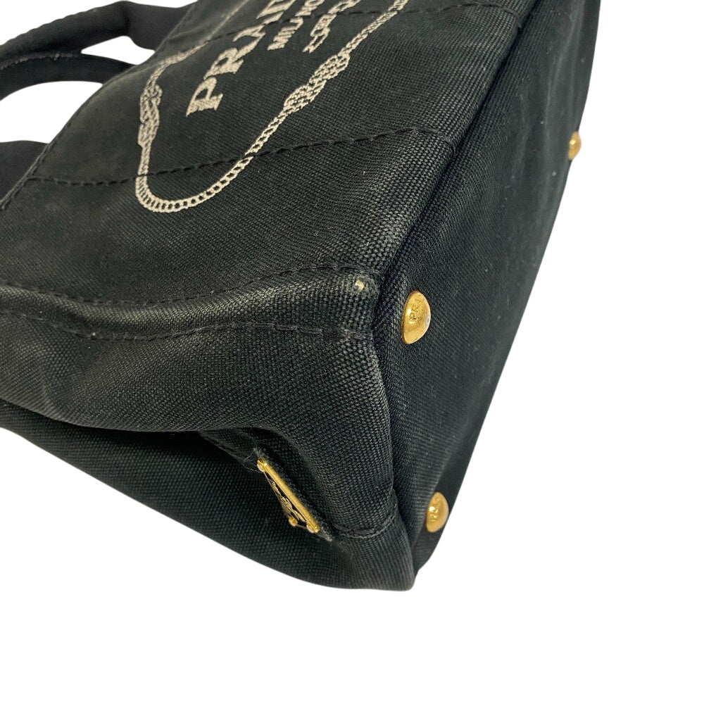 PRADA Handbag 1BG439 canvas black Triangular plate Canapa