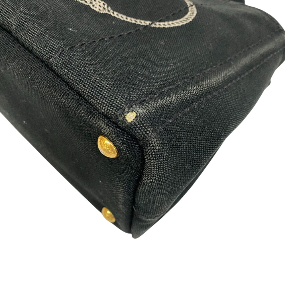 PRADA Handbag 1BG439 canvas black Triangular plate Canapa