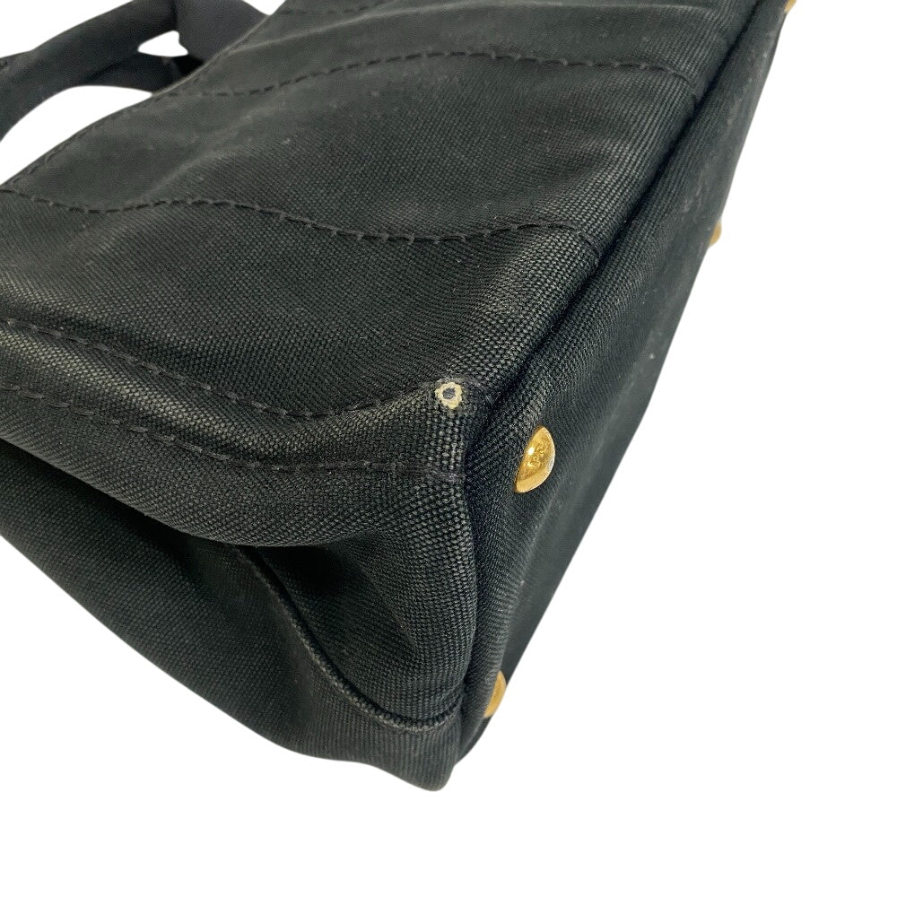 PRADA Handbag 1BG439 canvas black Triangular plate Canapa