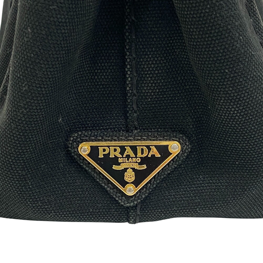 PRADA Handbag 1BG439 canvas black Triangular plate Canapa
