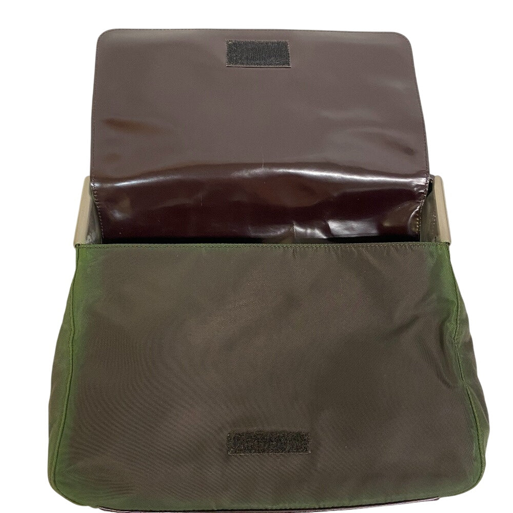 PRADA Handbag Nylon, Leather khaki