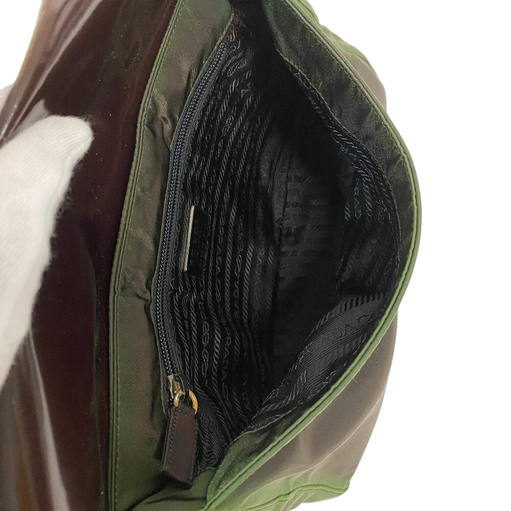PRADA Handbag Nylon, Leather khaki
