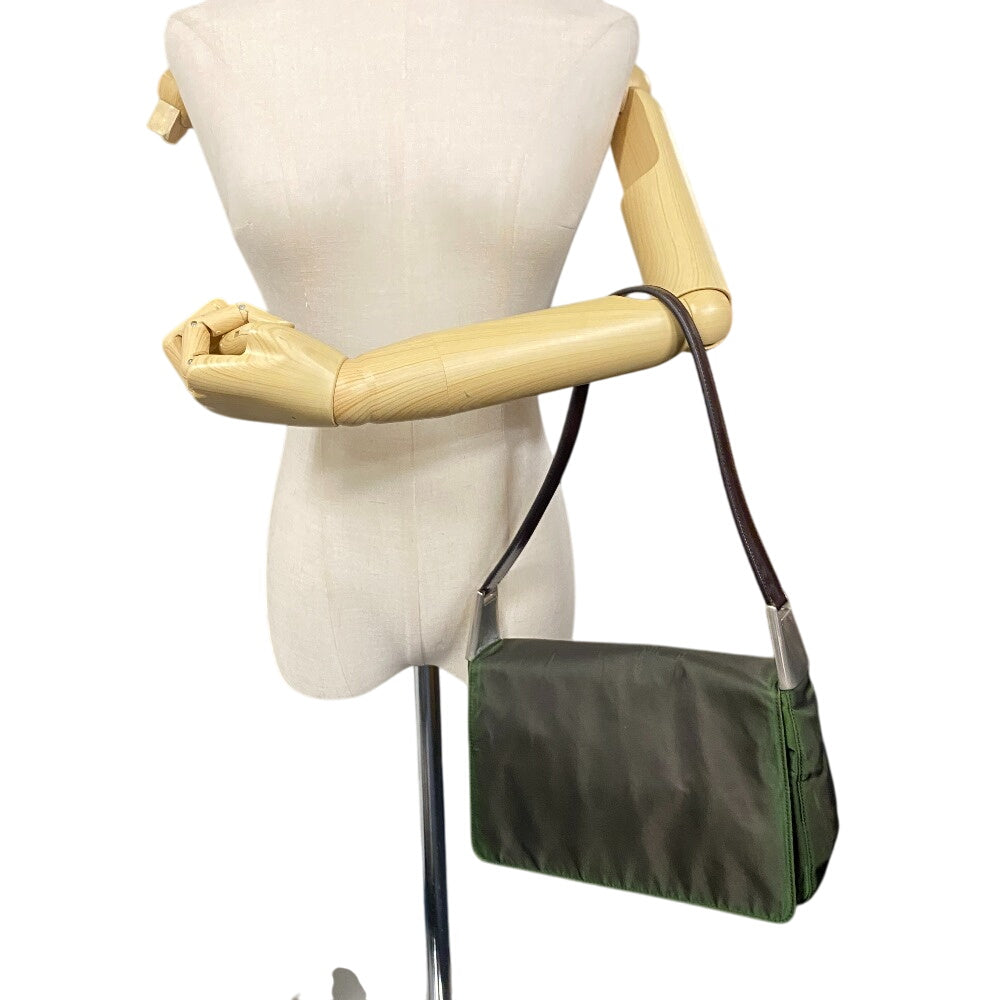 PRADA Handbag Nylon, Leather khaki