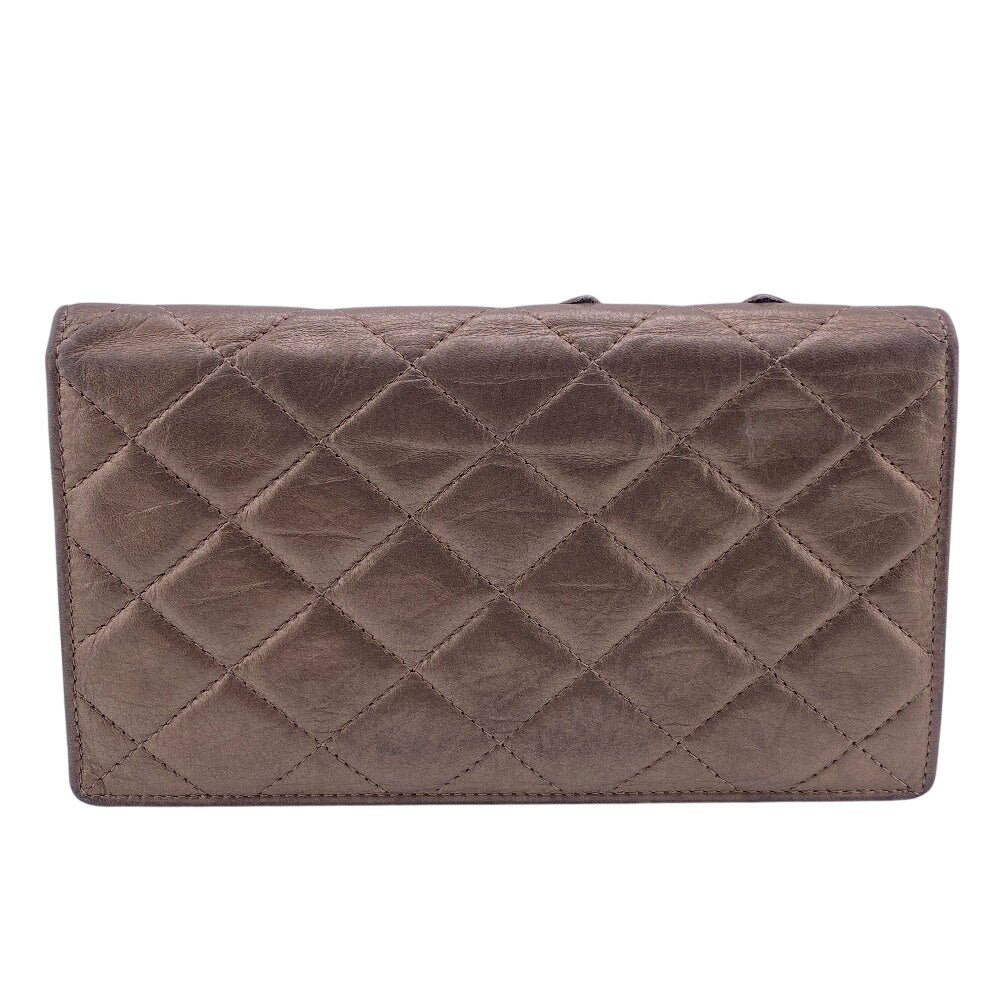 CHANEL Long Wallet Purse A26717 leather gold Cambon