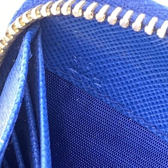 PRADA Long Wallet Purse leather blue Bicolor logo